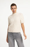 Yaya Cable Knit Short Sleeve ~ Cream
