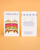 Beaded Handwoven Painted Desert Fringe Earrings (Aqua/Rust)