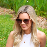 BELLA CHAMPAGNE -  Sunglasses l Wooden Polarised Sunglasses l Brown Graduated Lens l White Maple Arms
