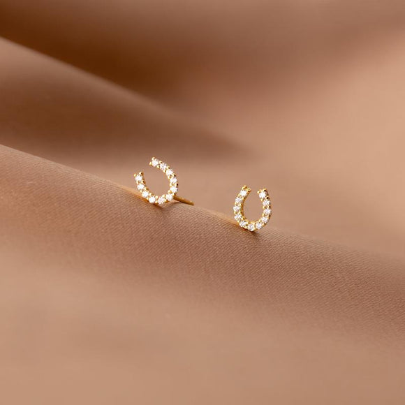 CZ Horseshoe earring silver ~ gold plated