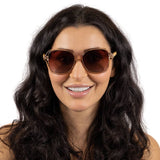 SCARLETT CHAMPAGNE - Sunglasses l Clear Pink Frame l Brown Graduated Lens l  White Maple Arms