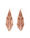 Beaded Handwoven Taos Fringe Earrings (Dark Brown)