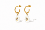 Hana Clear Quartz & Gold Hoop Earrings