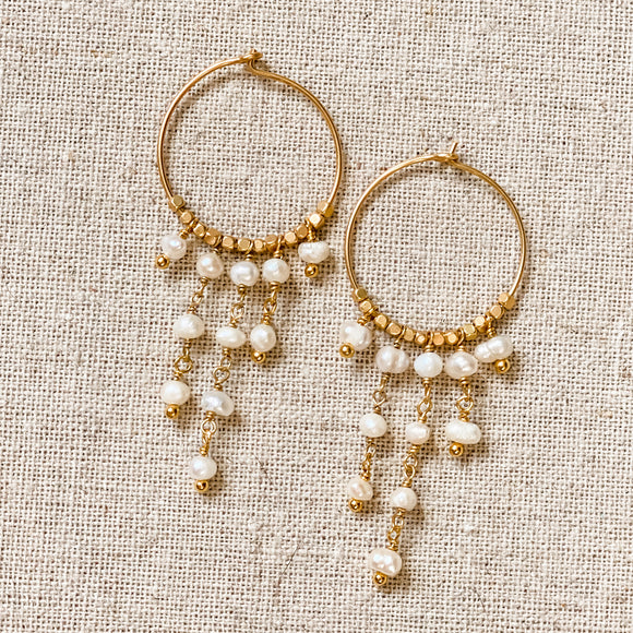 IBU Fresh Water Pearl Dancy Drop hoops