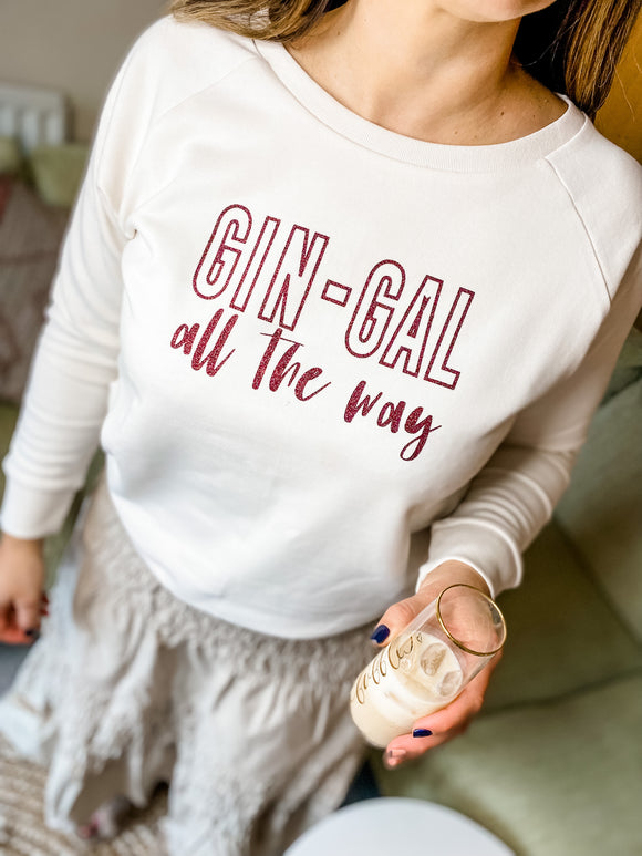 'Gin-Gal' Dazzler Cream Bronze Glitter Sweatshirt