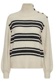 Fransa Elin Striped Pullover ~ Whitecap