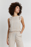ICHI Marrakech Stripey Frill Shoulder Top