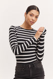 B.Young Pamilla Long Sleeve Tee ~ Off White Mix Stripe